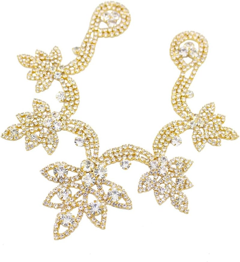PEARLY JUN Rhinestone Applique Crystal Applique for Hand Sewing Craft Projects DIY Wedding Clothes Shoes Hats Bags (YL013-gold) - Image 3